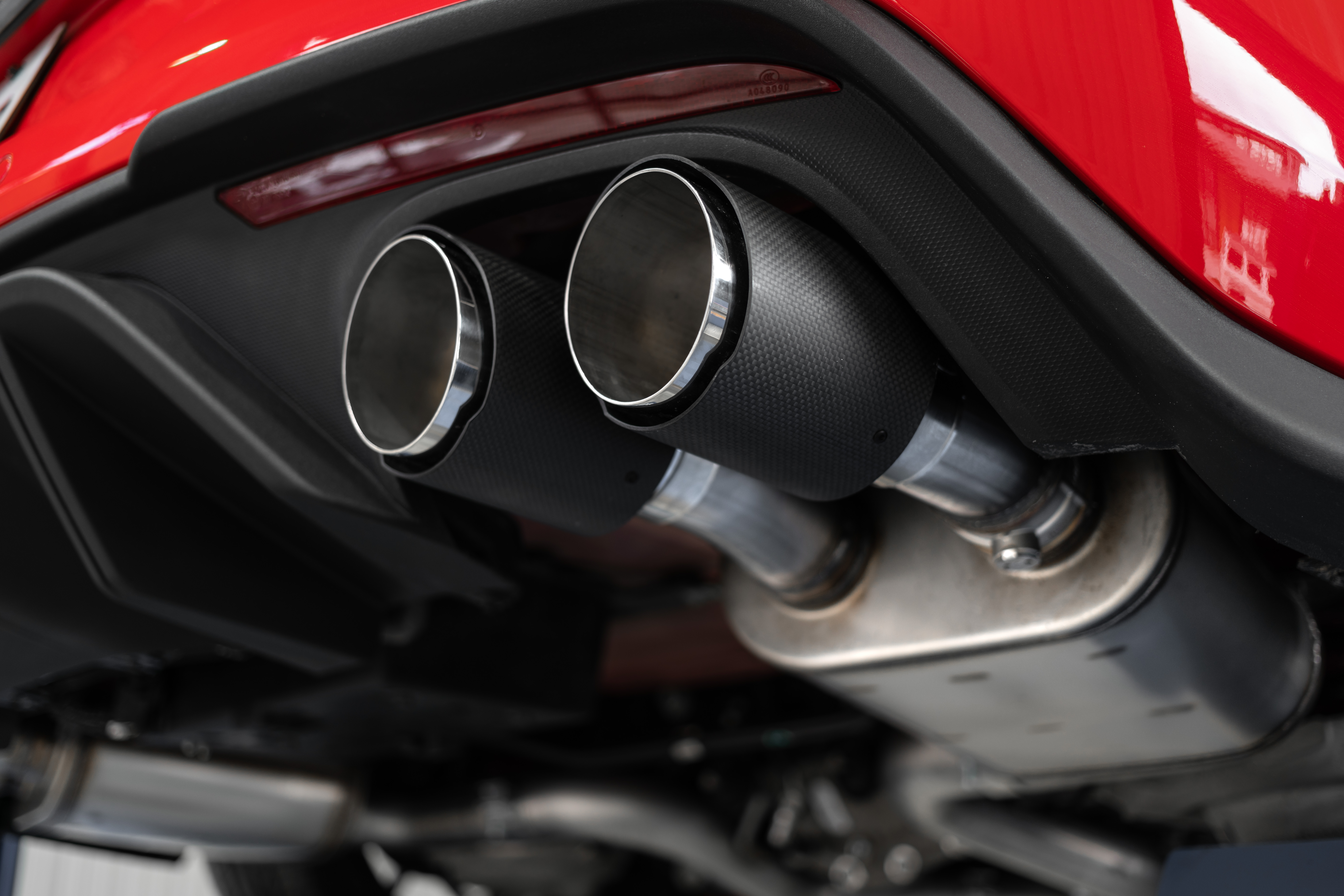 MBRP Exhaust 3\" Cat Back, Dual Quad Split Rear Exit;with Carbon Fiber Tips; Active Exhaust T304
